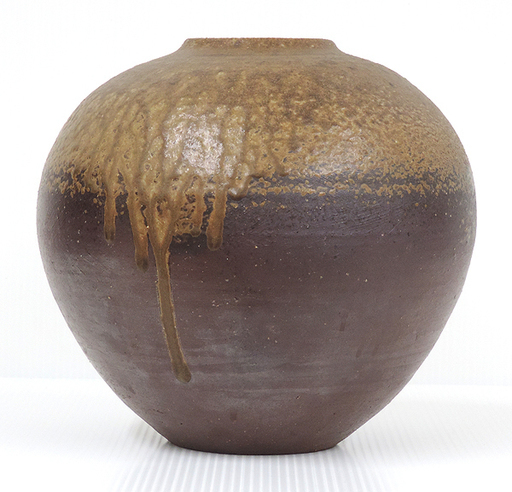 伊勢崎 満 作 備前焼壺 花瓶/花入骨董品/アンティーク 共箱