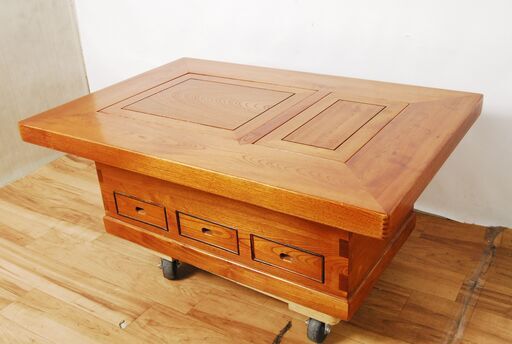 3261 欅 けやき 無垢材 関西火鉢 火鉢 長火鉢 引出付 火箸 五徳 灰なら