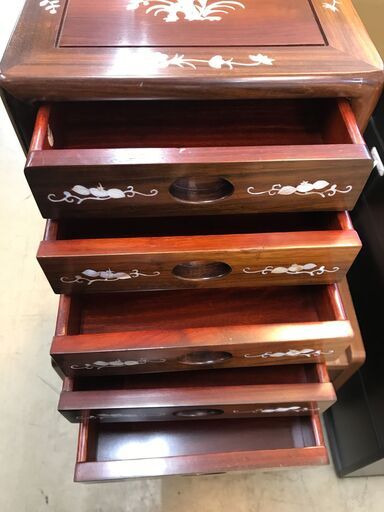 ミニチェスト 花梨 螺鈿細工 引き出し 8段 W320×D320×H610