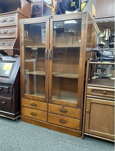 昭和レトロ 時代箪笥 水屋箪笥 本棚 食器棚 古家具 アンティーク