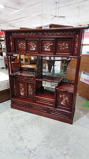 s*a様 【送料込み】水屋箪笥 唐木家具 花梨 飾り棚 アンティーク家具 和