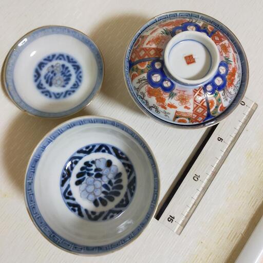 骨董 伊万里焼 蓋付き茶椀 5客セット 古伊万里 蓋付き椀 茶杯