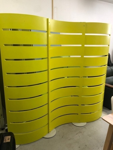 カーブウッドパーテーション 間仕切 波型 三連結衝立 木製 カーブ