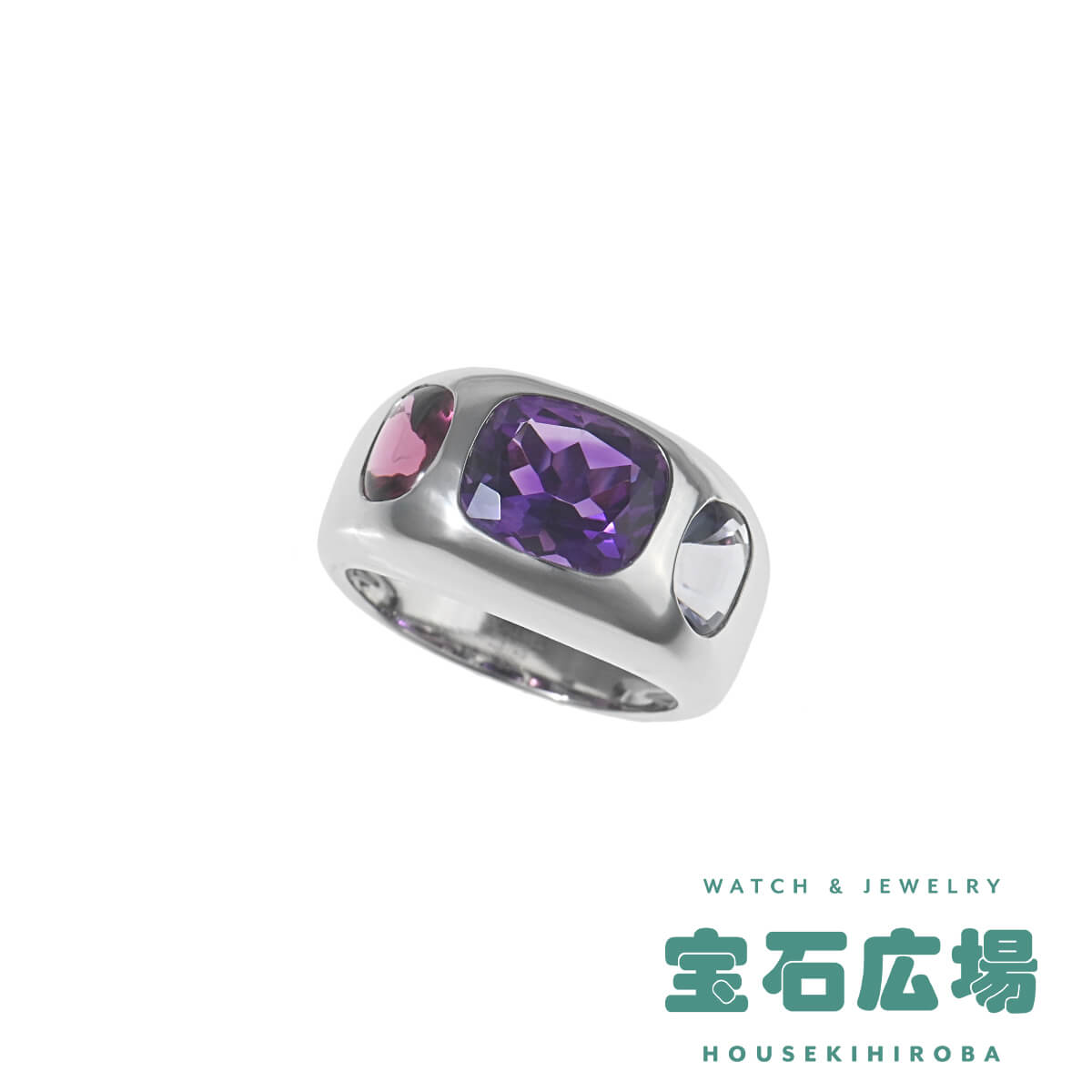 バロック アメシスト・ピンクトルマリン・アイオライト リング 中古