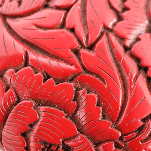 美しい牡丹模様 村上堆朱 漆器 棗 茶道具 抹茶 伝統工芸品 村上木彫