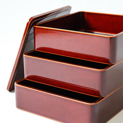 飛騨春慶 元田漆器 隅丸三段重 伝統工芸品 木製 お重箱 | MUKU工房