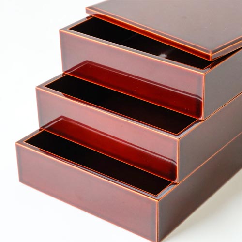 美品 伝統工芸 飛騨春慶塗 手提げ三段重 箱付き 天然木 漆器 お重 飛騨