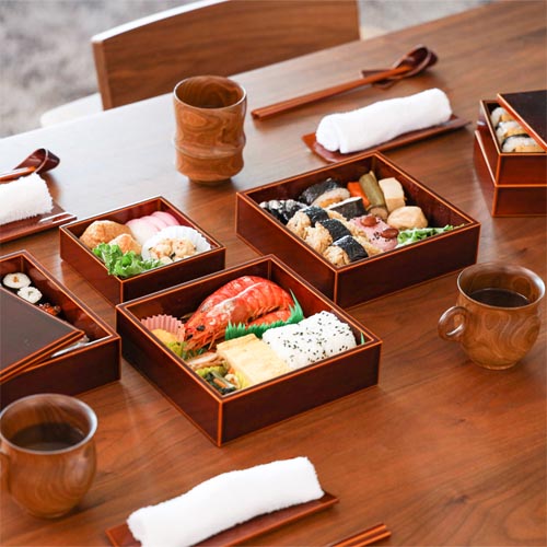 樹齢200年奥￼飛騨の天然木工芸品 乾燥4年ケヤキ重箱 3段 ダーク