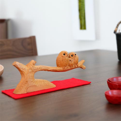 一位一刀彫 鈴木彫刻 枝にフクロウ 伝統工芸品 木製 オブジェ | MUKU工房