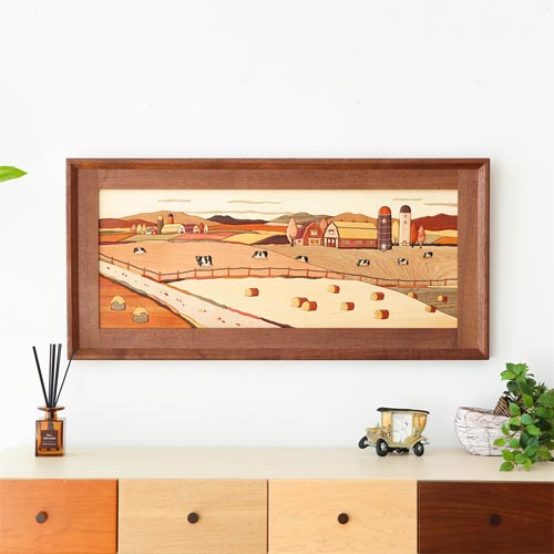 MUKU工房 工房ペッカー 寄木額絵 牧場 旭川クラフト Pecker 工房