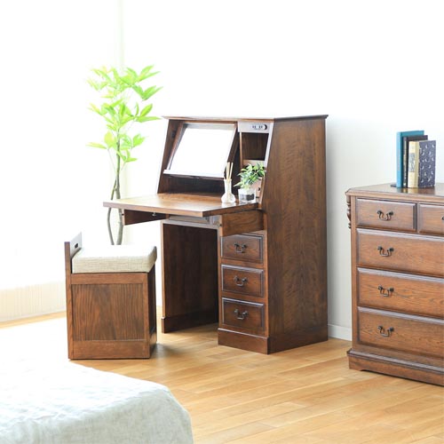 ヴィンテージ 和光「北海民芸」ライティングビューロー 木製 樺材