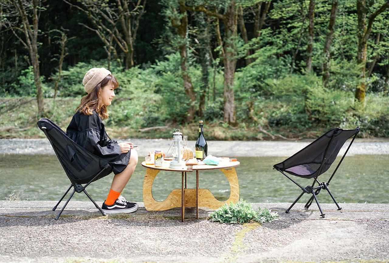 七輪が入れられるドーナツテーブル ゼロデイ ヘキサテーブル キャンプ