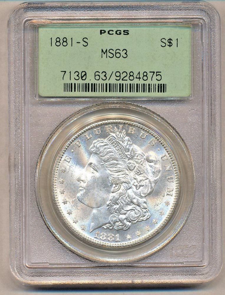 1881-S Morgan PCGS MS-63 Uncirculated Silver Dollar Coin San