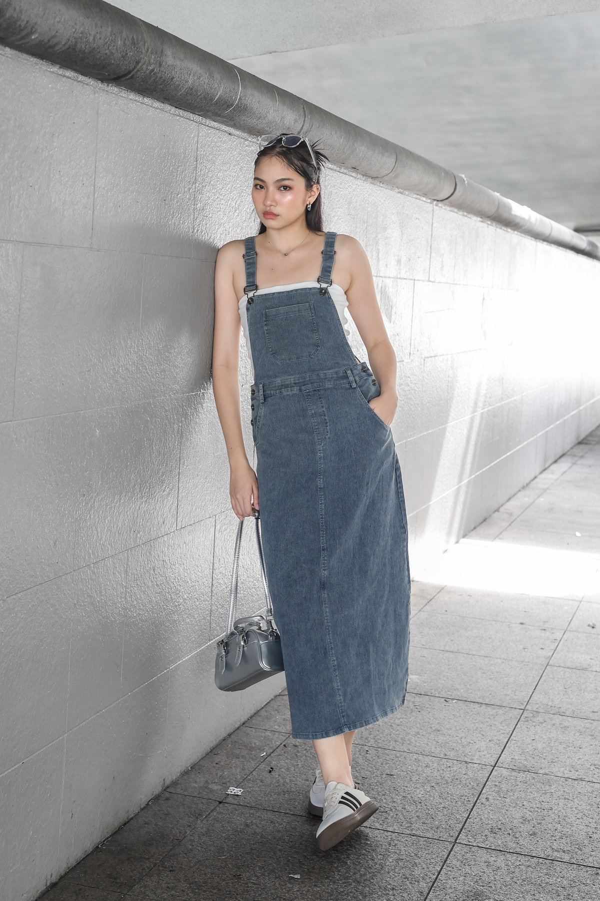 TPZ* BEYOND DENIM DUNGAREE MAXI IN LIGHT WASH | TOPAZETTE