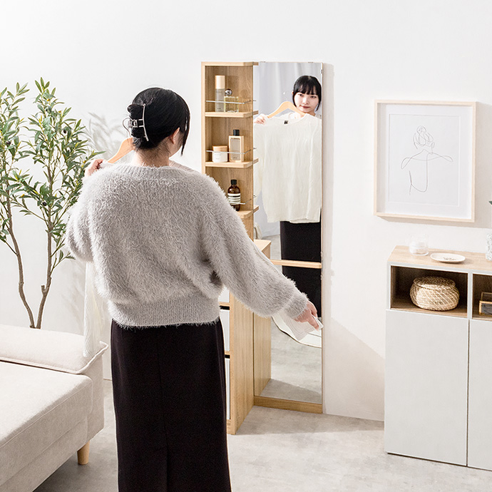 g153021]Elena 収納付姿見ドレッサー ドレッサー | 家具・インテリア