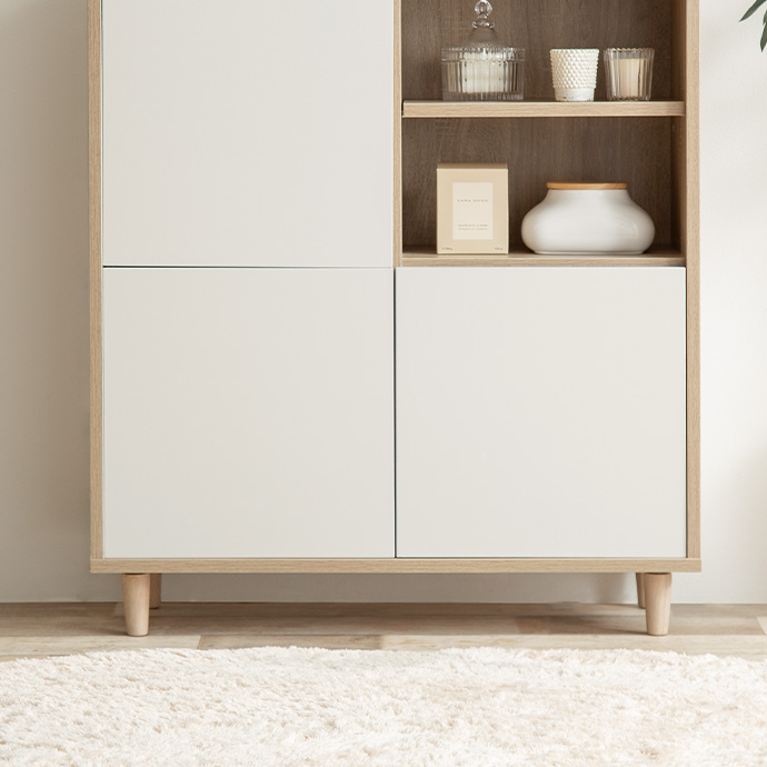 g134008]【幅73cm】Erin バイカラースクエアキャビネット キャビネット