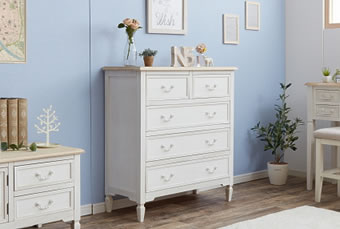 Kiyoka アンティーク オフホワイト花柄キャビネット チェスト