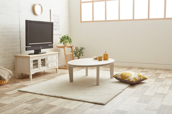 g78054]Reino リバーシブル仕様 幅105cm楕円こたつテーブル 単品