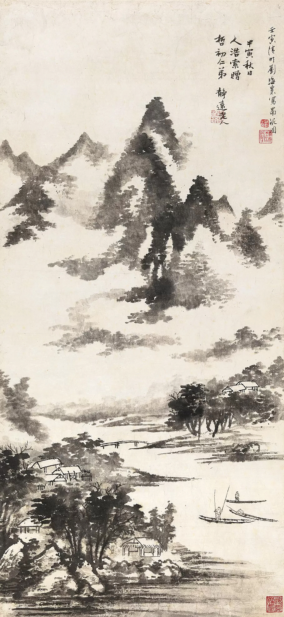 仙台堆朱楼閣山水図硯箱彫漆木工芸漆工芸漆芸天然木