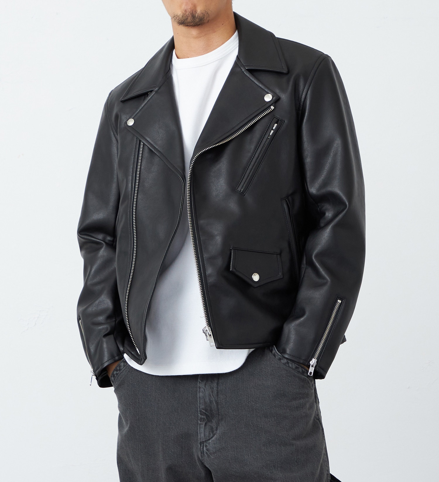 FINAL SALE】ダブルライダースジャケット/フェイクレザー