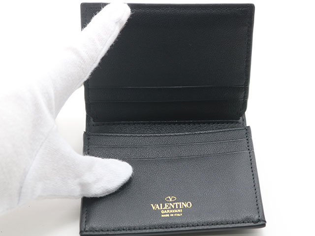 VALENTINO ヴァレンティノ 二つ折り財布 ブラック レザー 【204】 の
