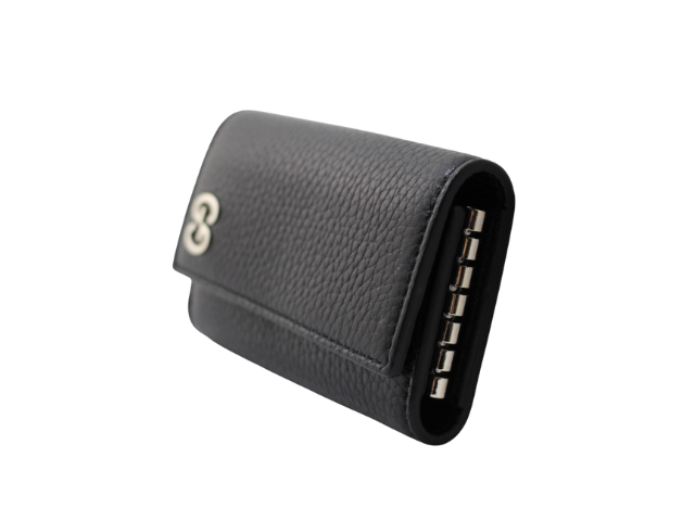 GUCCI グッチ GGメタル 6連キーケース 473924 ブラック レザー