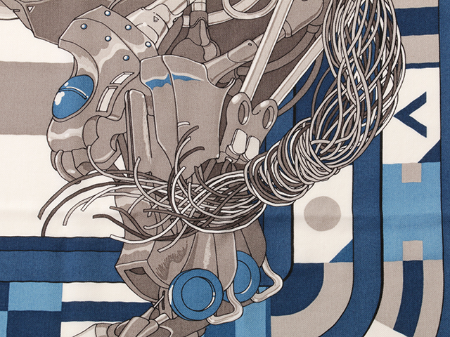 HERMES エルメス スカーフ カレ100 ROBOCABAR カシミヤ70/絹30