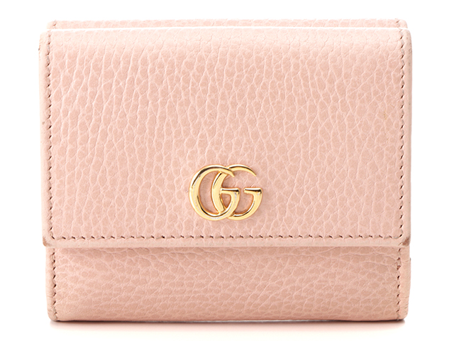 GUCCI / 3つ折り財布_GGマーモント/レザー/BEG/レディース GUCCI