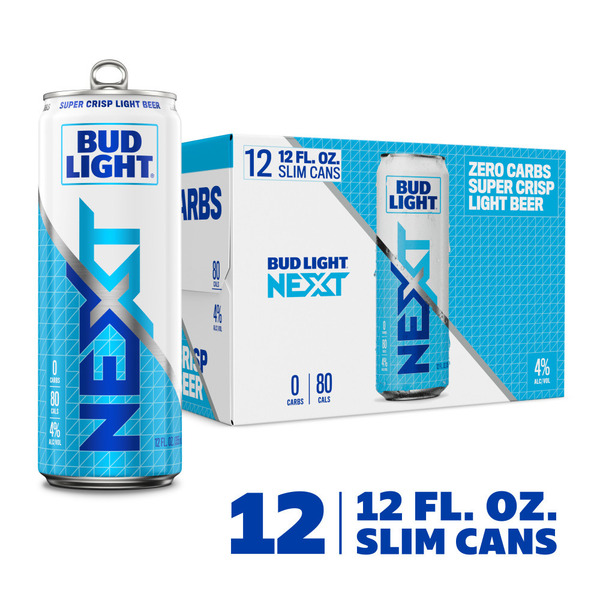 Bud Light Next Zero Carbs American Lager Beer 12 Pack, 12 Fl Oz
