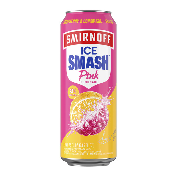 Smirnoff Ice Smash Pink Lemonade, Single Serve Can, 23.5 fl oz, 8