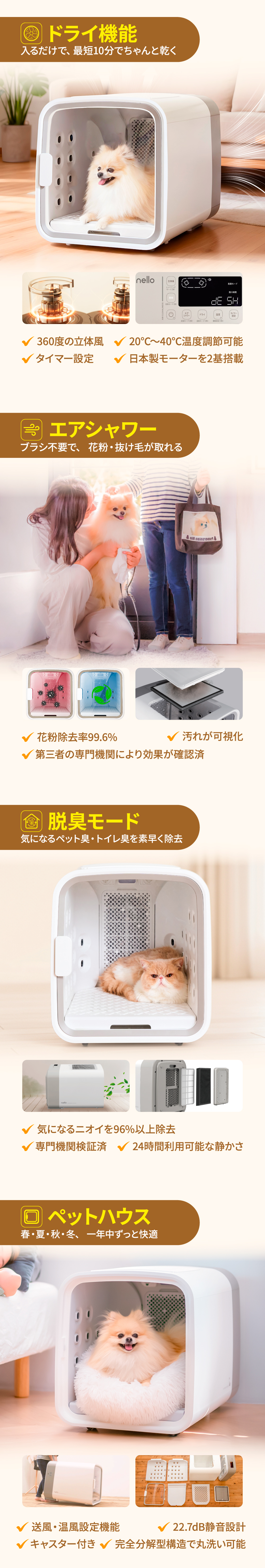 nello ペットドライルーム＋Deo 獣医師共同開発 NEWモデル 脱臭モード