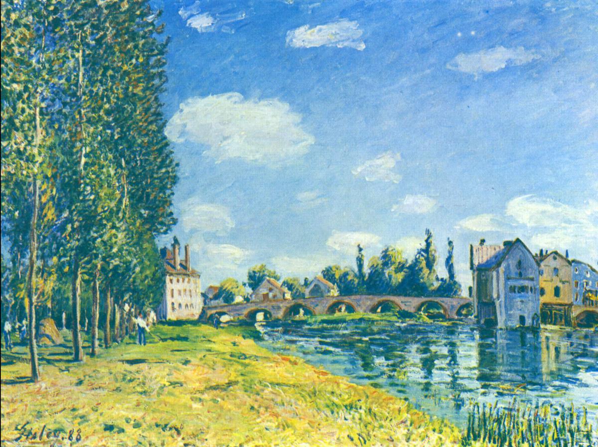 アルフレッド・シスレー 、Alfred Sisley、秋のモレの橋、希少画集画