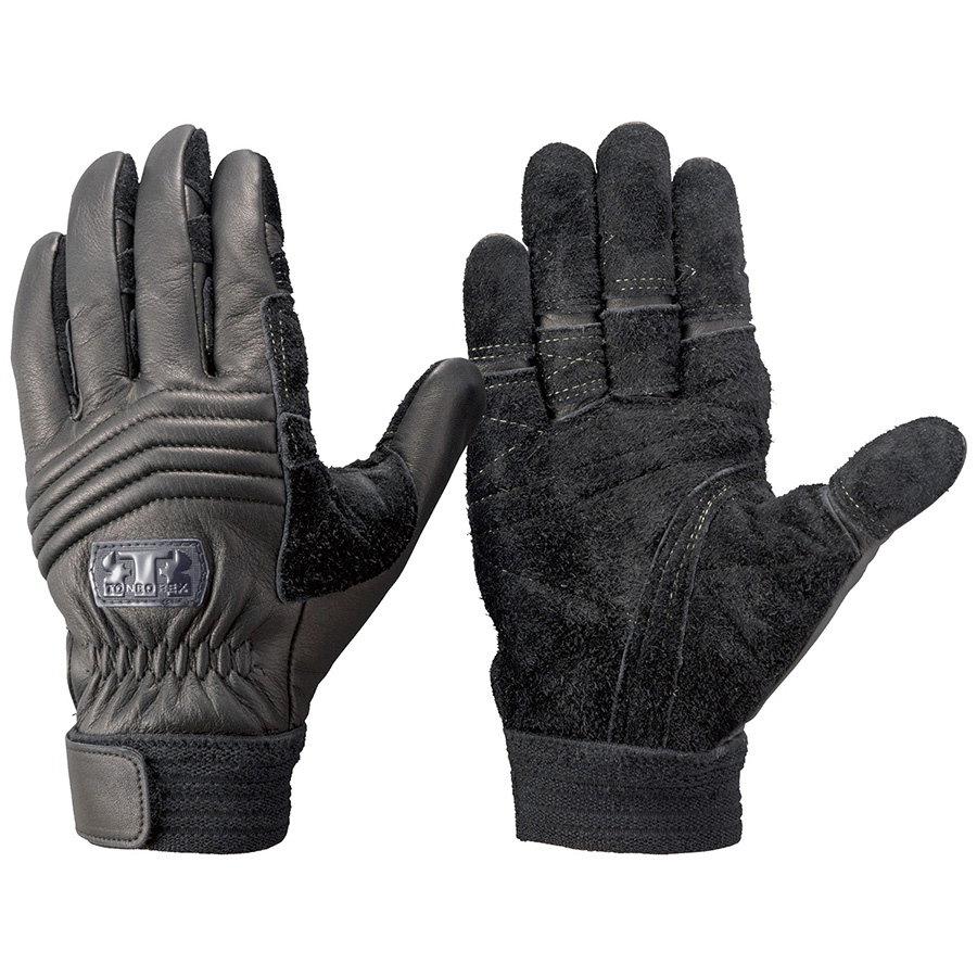 トンボレックス ロープ降下用牛革手袋 防寒 C－3072BK ブラック