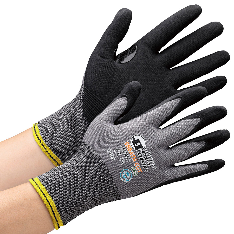 耐切創性手袋 ブレスカットECO NJJ5359Q LL | 【ミドリ