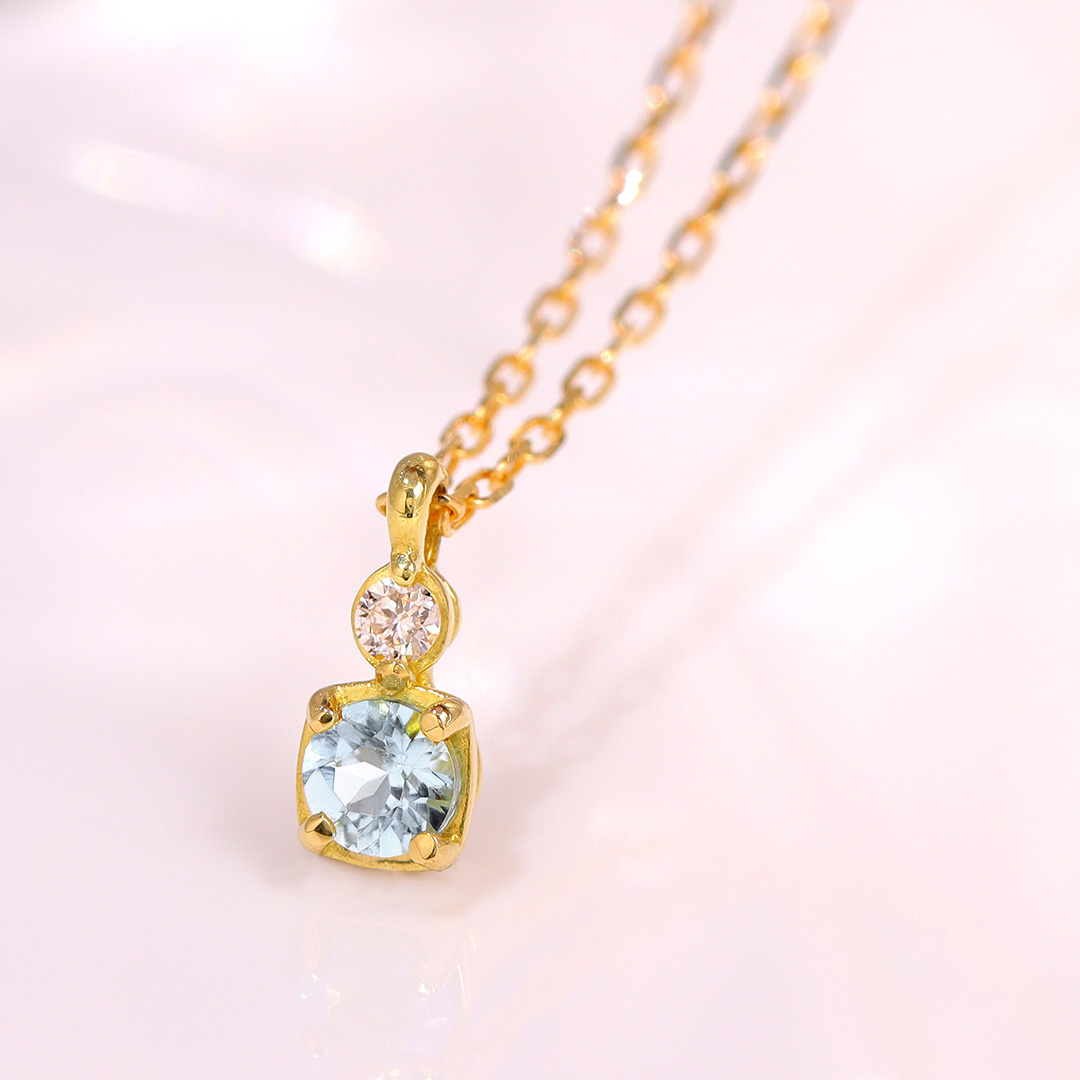 ビズー公式】アクアマリン×ダイヤモンド K18(18金)/K10(10金)/PT