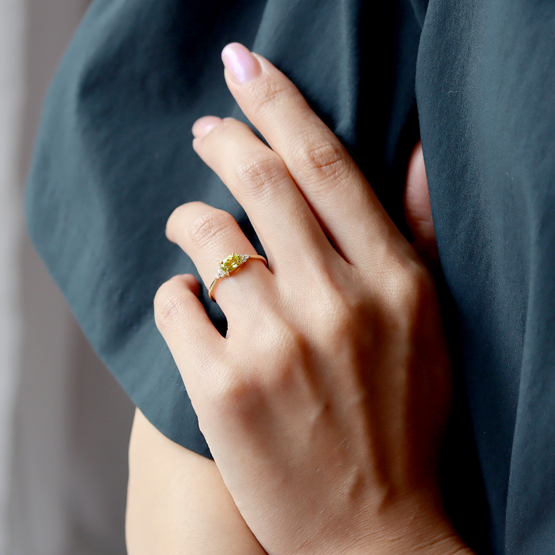 スフェーン×ダイヤモンド K10/K18/PTリング・フラヴィ