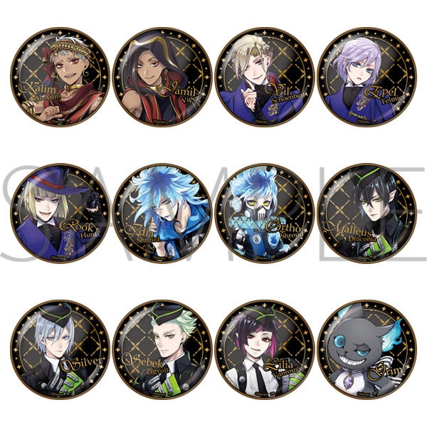 ツイステ レリーフメタル缶バッジ 寮服 シルバー ディズニー