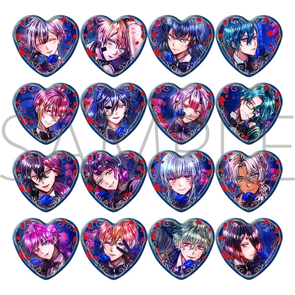 あくねこ ベリアン ローズバレンタイン ハート缶バッジ あくねこ