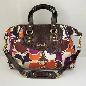 Coach | Bags | Coach Ashley Scarf Print Satchel Brown Orange