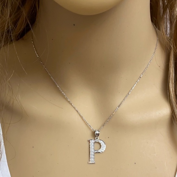 Sterling Silver Initial Letter P Pendant Necklace