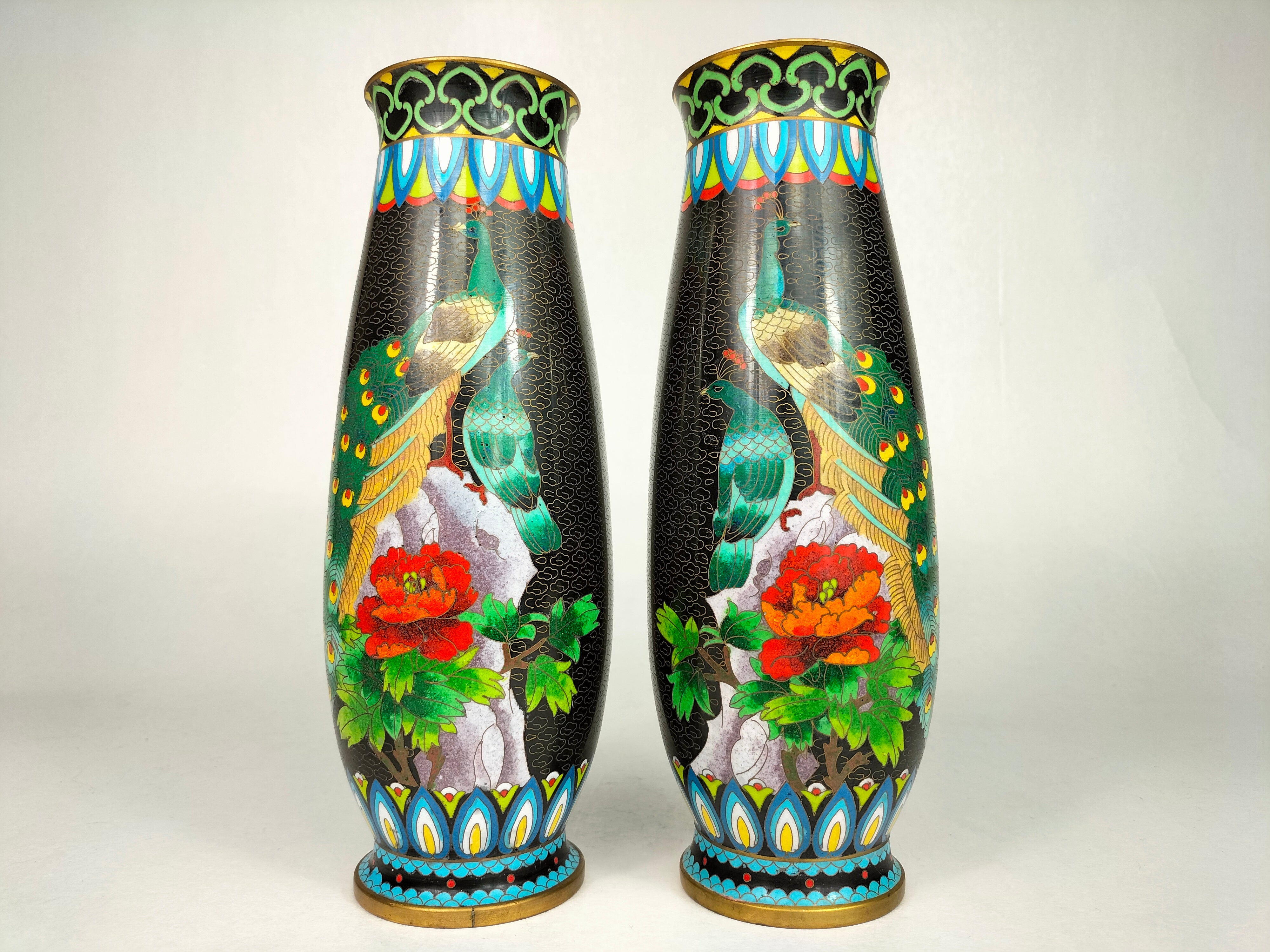 URA]中国美術/堆朱細工花草山水風景彫花瓶/5-3-317(検)骨董/花器/