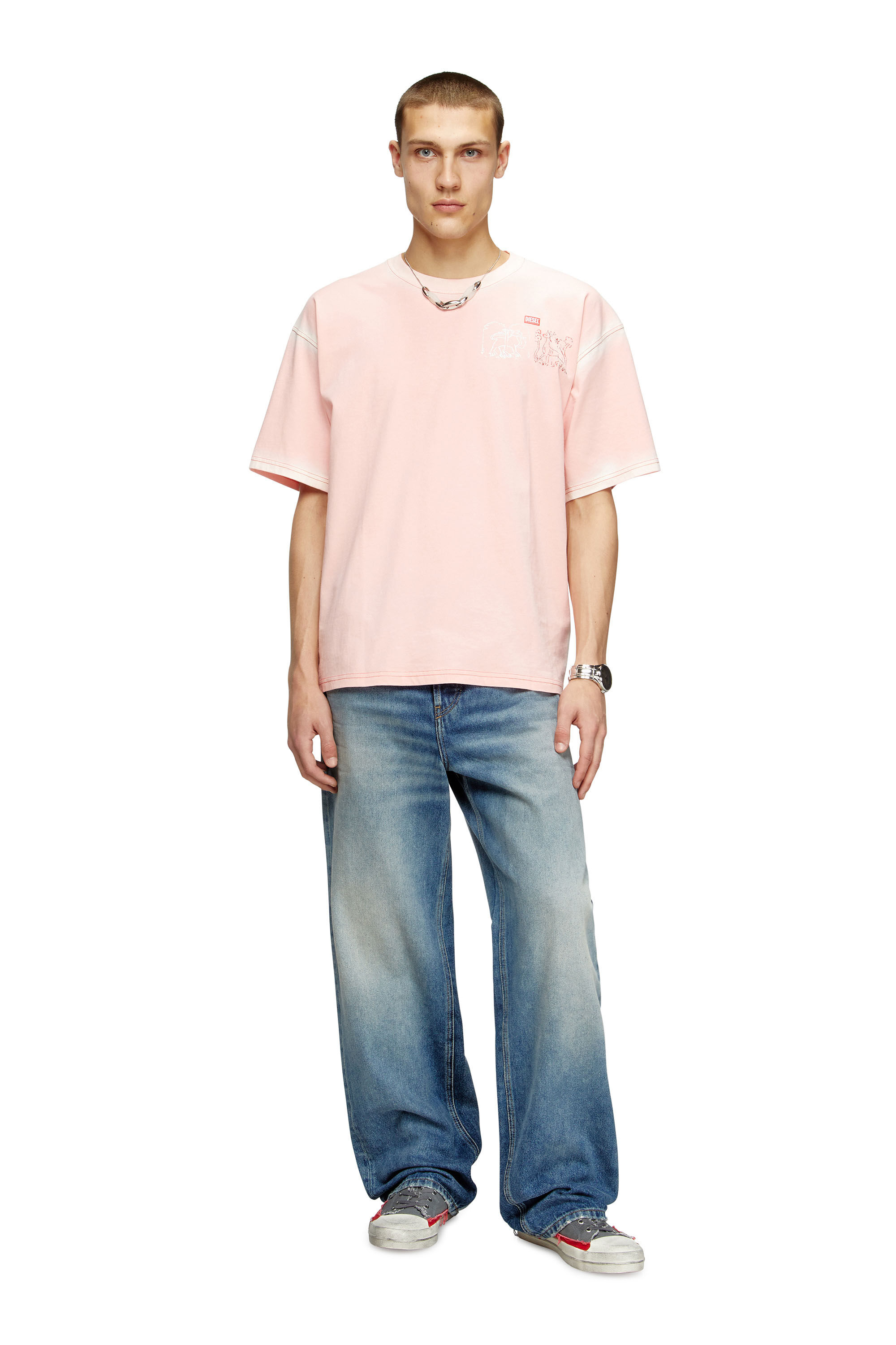 Men's T-shirt with sword print | Pink | Diesel