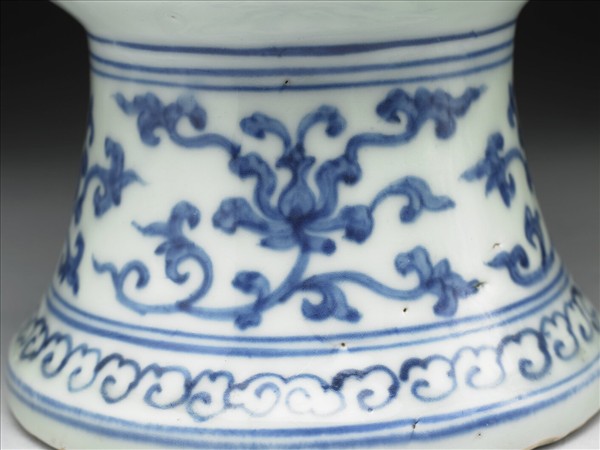 青花阿拉伯文番蓮紋尊 支那染付正徳年製 花瓶 大明正徳年製 中国 木