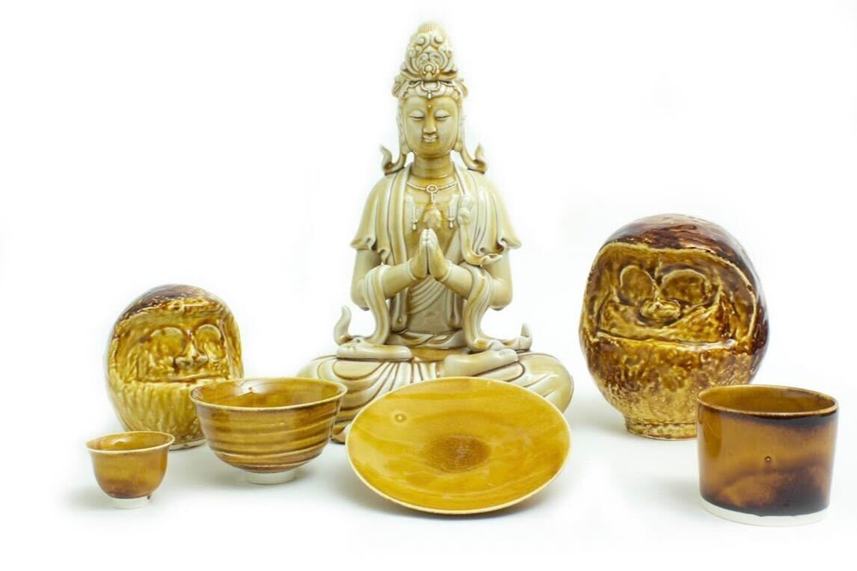 一点物青木良太 大地瓷盃 人気 一点物青木良太 黄卵色岩漿楽 【