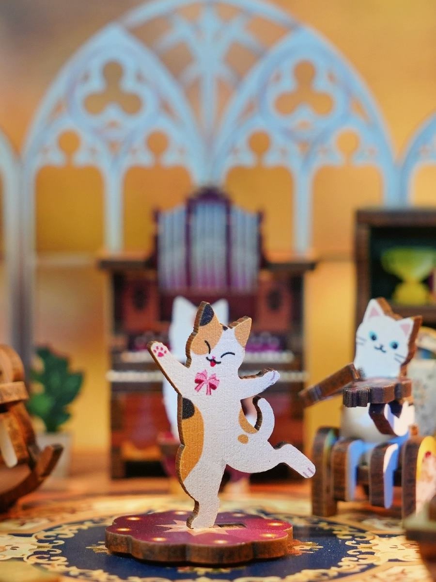 Cat's Party DIY Music Box | 3D Wooden Puzzle | Miniature Crafts