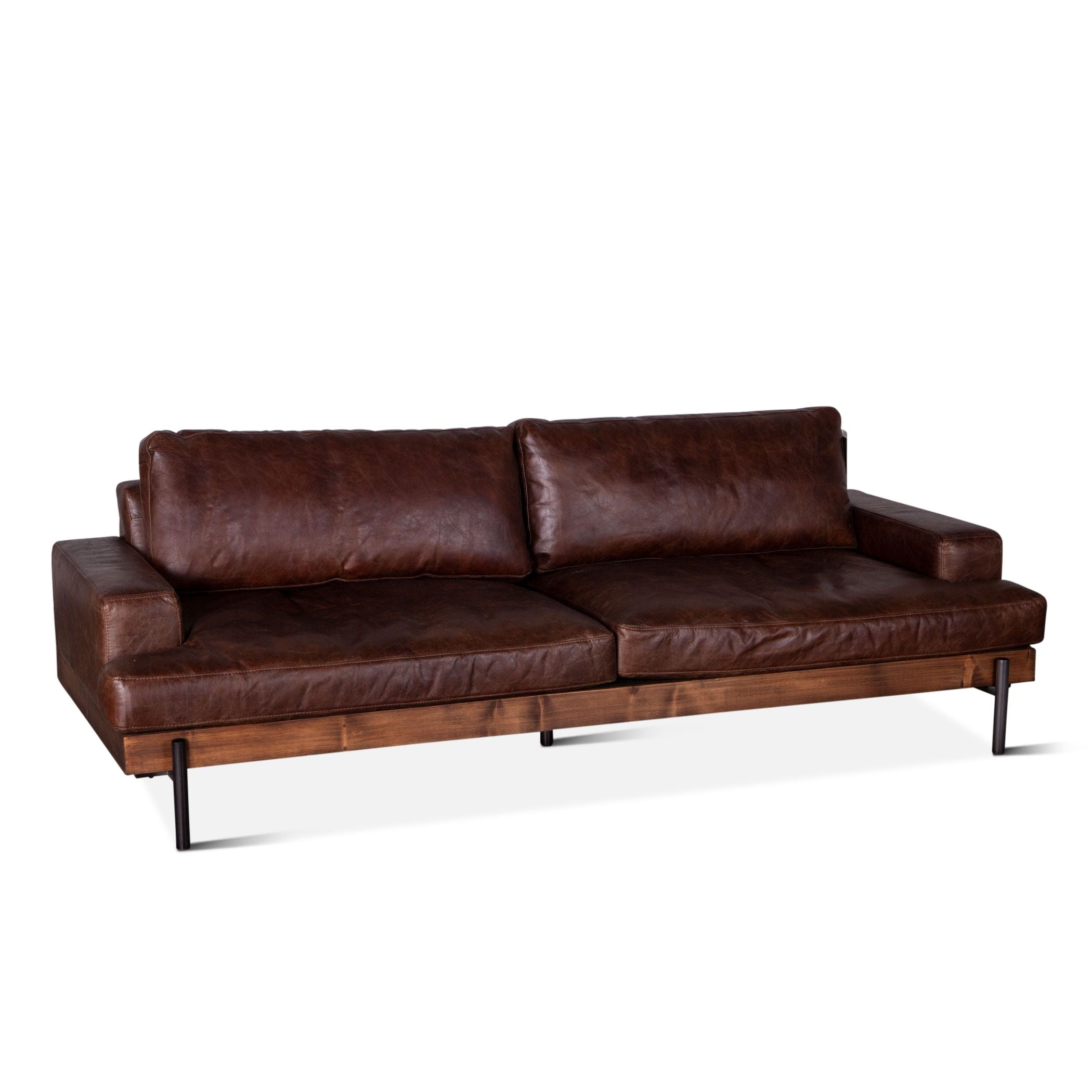 Portofino Industrial Leather Sofa, Geisha Brown – Domaci