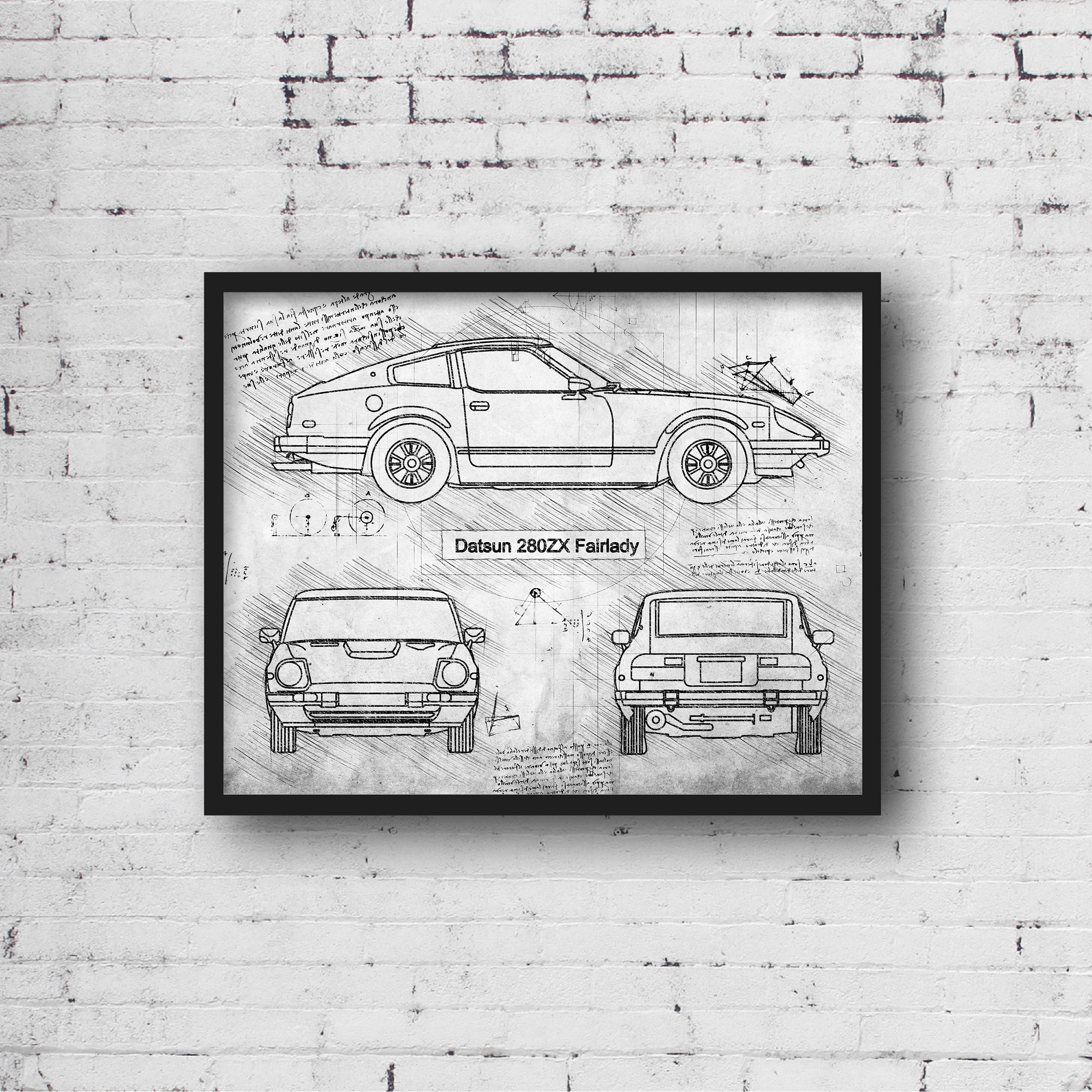 絵画② Datsun 280ZX Fairlady (1979-83) da Vinci Sketch Art Print