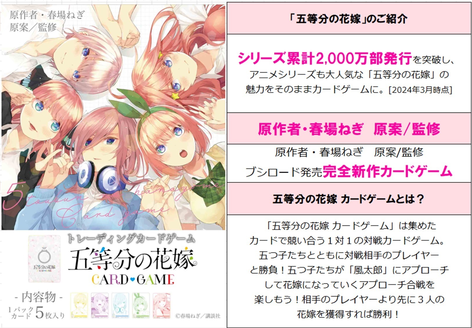 初版 五等分の花嫁カードゲーム Vol.1 カートン 未開封 sssp 五等分の