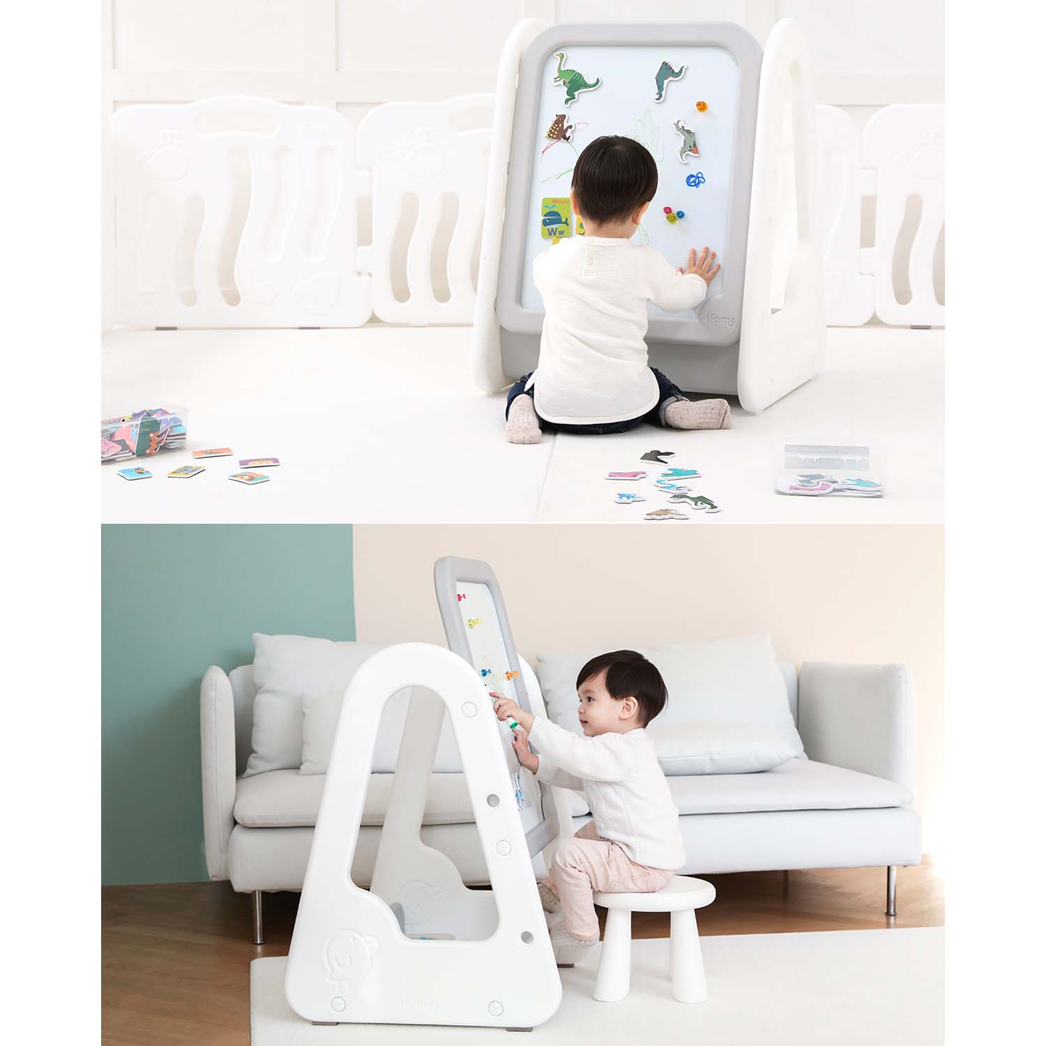 購入 ✿iFam✿ホワイトボードイーゼル グレー ホワイトボード