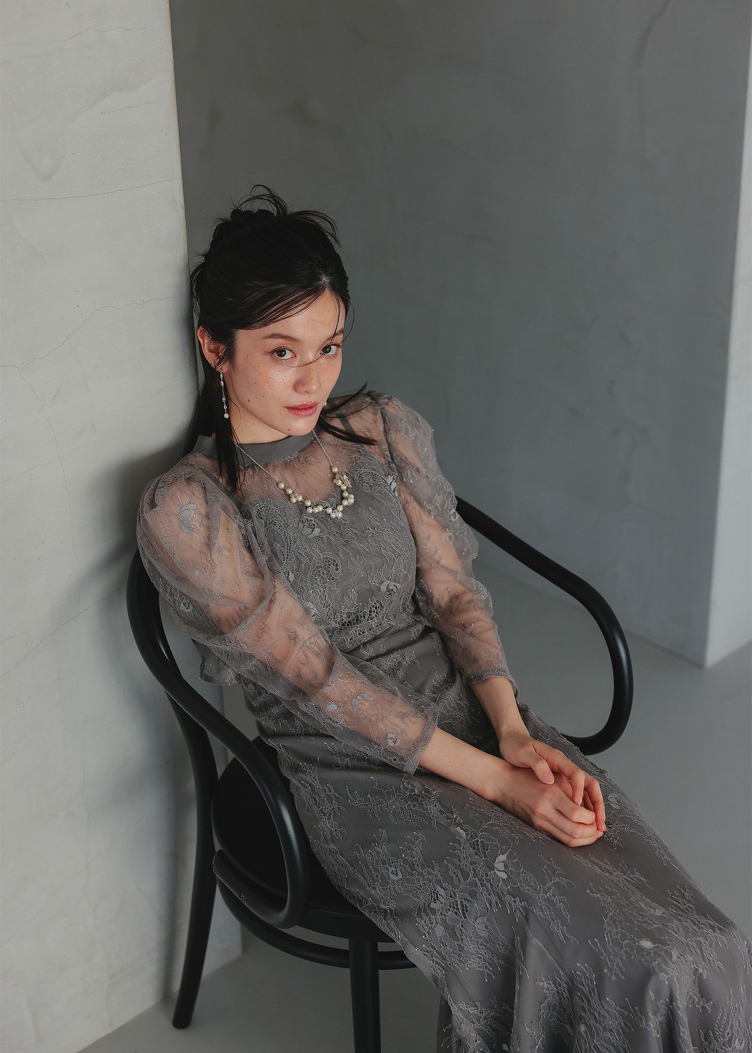 Dorry Doll レースレイヤードドレス チャコール レイヤードレース